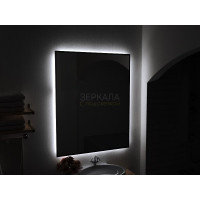 Зеркало с интерьерной подсветкой для ванной комнаты в черной рамке Прайм Блэк 70х80 см